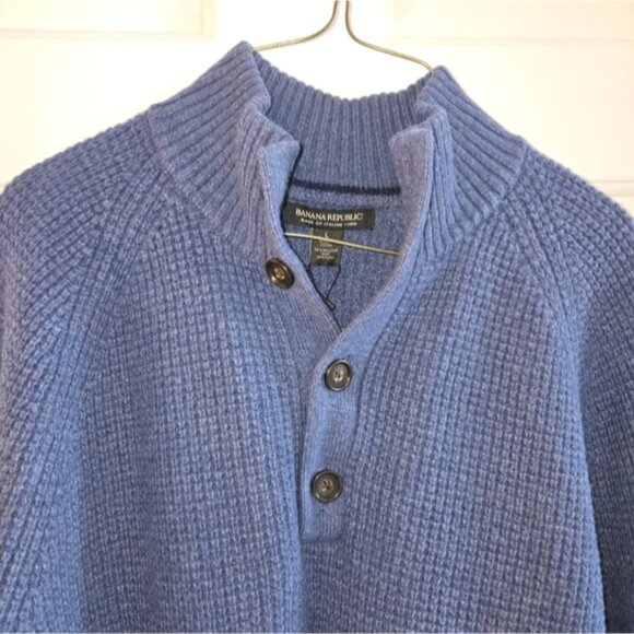 Banana Republic NWT Men's Blue Knit Wool Blend Sweater - Picture 2 of 9